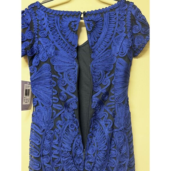 NWT - JS COLLECTIONS Short Sleeve Midi Dress Cobalt Blue/Black Soutache, Sz 2 - Picture 10 of 15